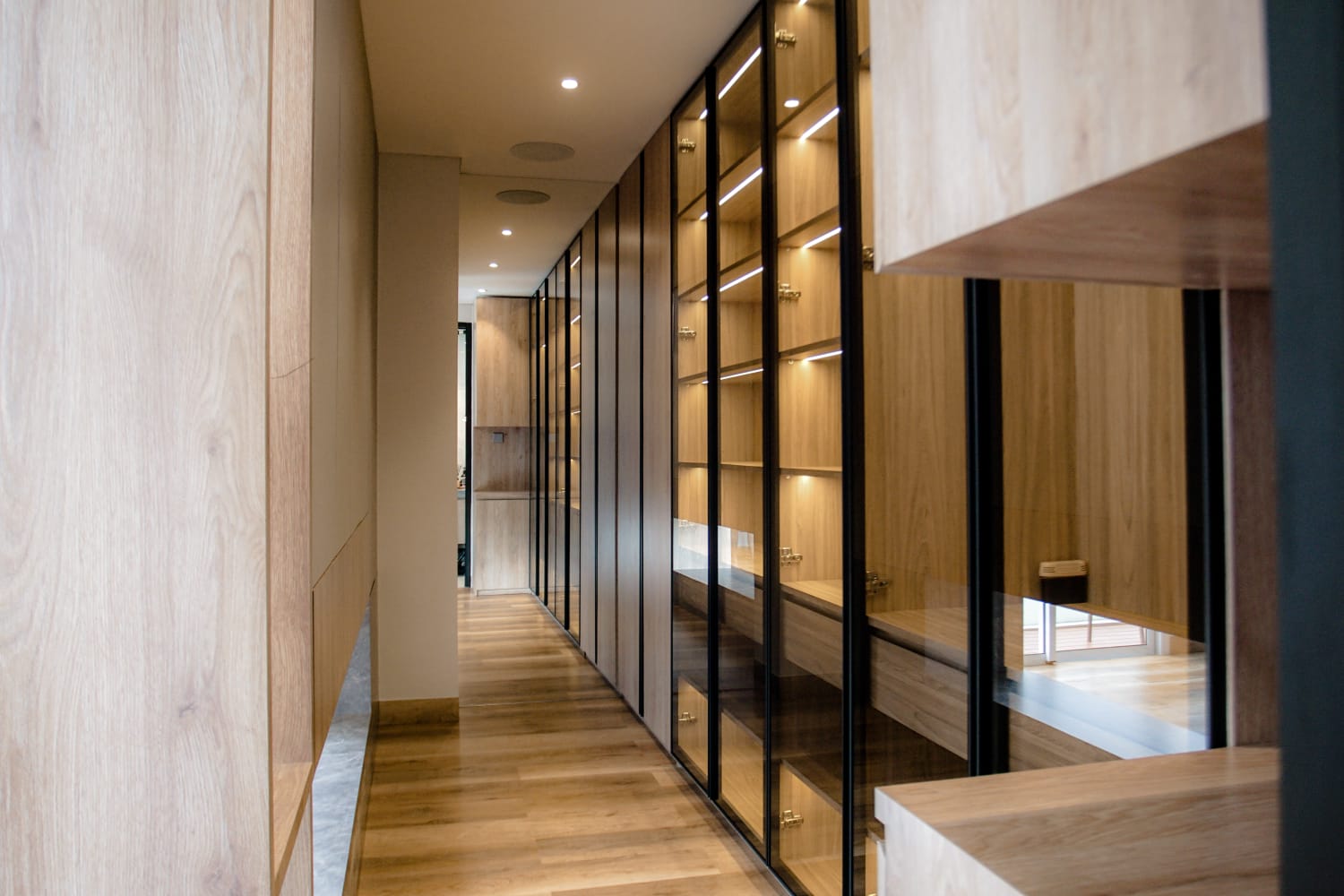 Corridor wardrobe with glass doors